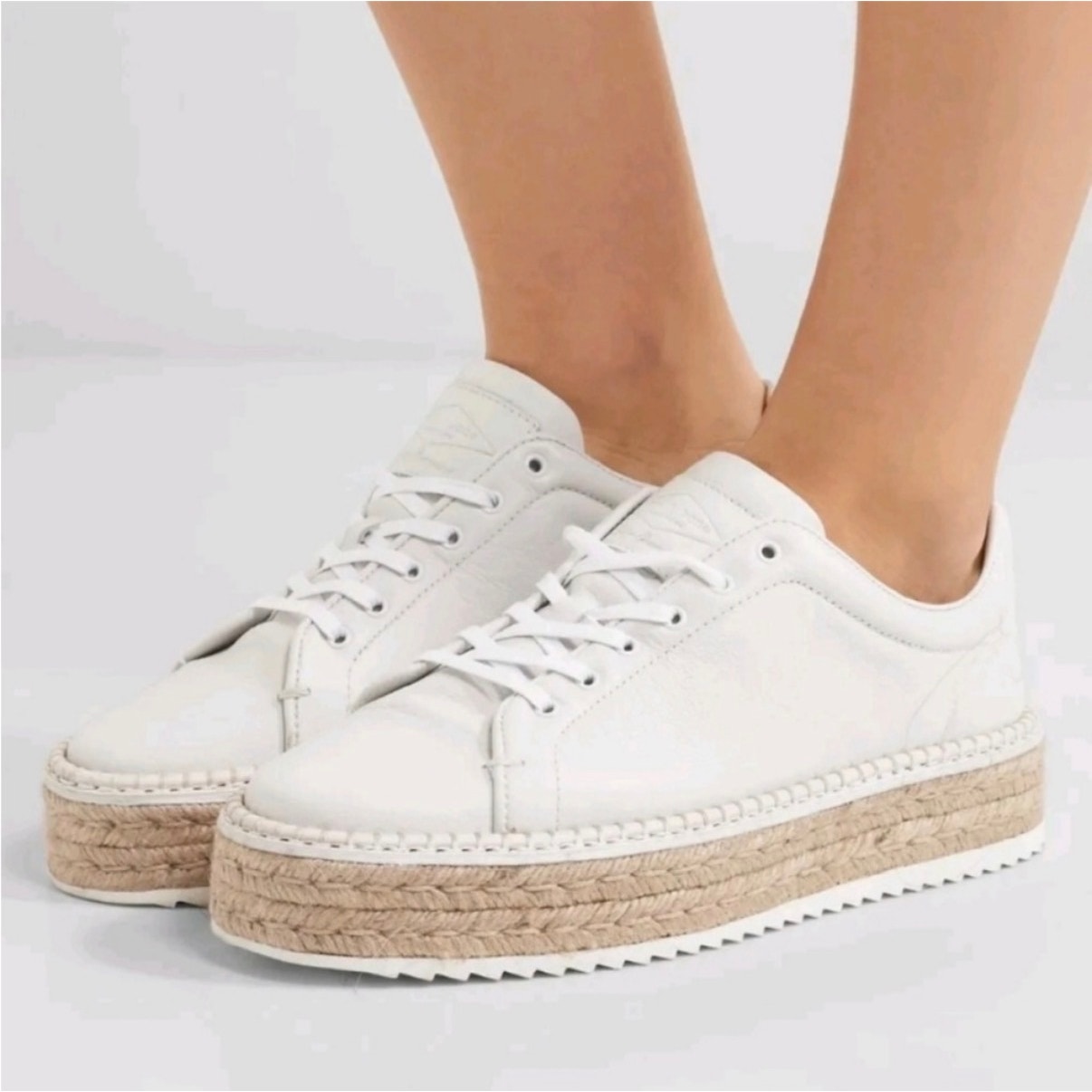 Rag & Bine White Kent Espadrille Sneakers Size 37.5 (7- 7.5) Designer Leather
